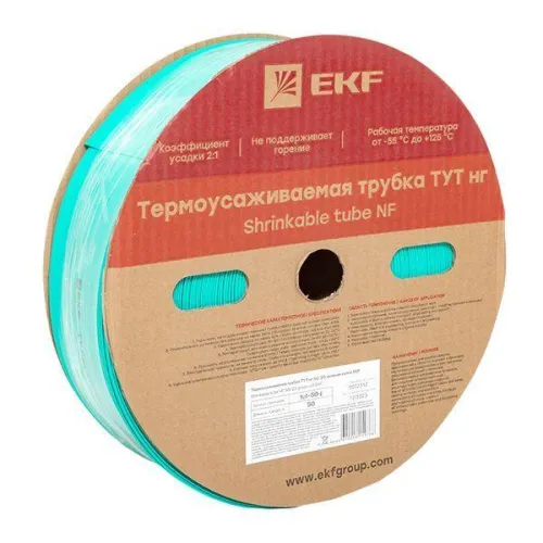 Трубка термоусадочная ТУТ нг 50/25 зел. (уп.50м) EKF tut-50-j фото 2