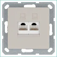Розетка компьютерная 2-м RJ45 IP20 кат. 6 механизм тауп Jasmart G6108T