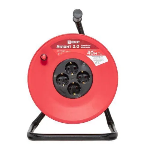 Удлинитель на катушке 4х40м без заземл. 6А IP20 Атлант 2.0 1.3кВт ПВС 2х0.75 PROxima EKF UKA02-06-275-4-40 фото 8