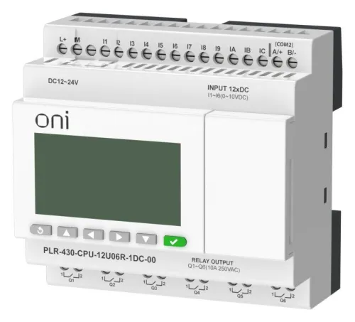 Модуль ЦПУ ПЛК 430 6 DI 6 UI (0-10В/DI) 6 RO 24В DC с экраном ONI PLR-430-CPU-12U06R-1DC-00 фото 4