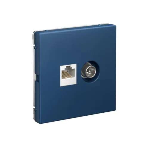 Розетка компьютерная + телевизионная 2-м ArtGallery RJ45 + TV кат.5E аквамарин SE GAL001189 фото 2