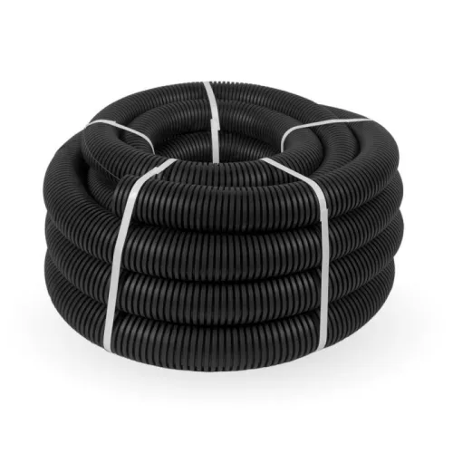 Труба гофрированная ПВХ легкая d63мм с протяжкой 350 Н черн. (уп.15м) Промрукав PR01.0091 фото 2