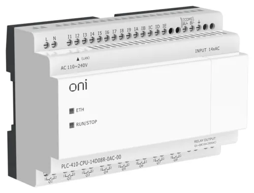 Модуль ЦПУ ПЛК 410 14 DI 8 RO 220В AC с Ethernet портом без экрана ONI PLC-410-CPU-14D08R-0AC-00 фото 6