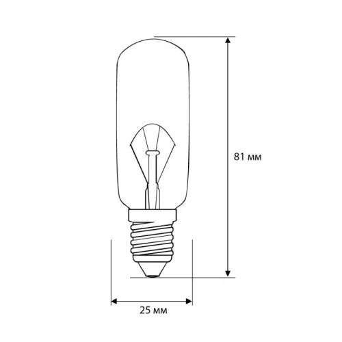 Лампа накаливания MIC 40/T25/CL/E14 для вытяжек Camelion 12984 фото 2