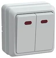 Выключатель 2-кл. ОП Октава 10А IP20 ВС20-2-1-ОБ с индикацией бел. GENERICA EVO21-K01-10-DC