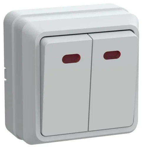 Выключатель 2-кл. ОП Октава 10А IP20 ВС20-2-1-ОБ с индикацией бел. GENERICA EVO21-K01-10-DC
