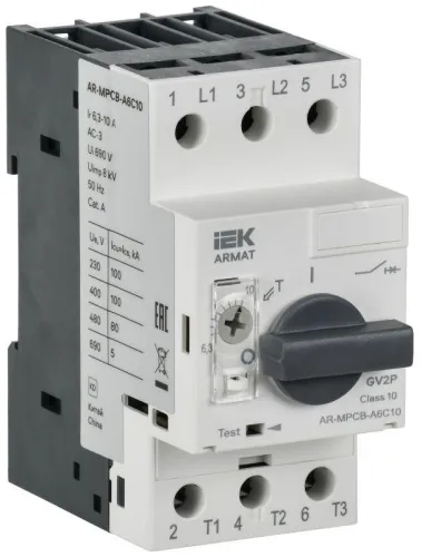 Выключатель автоматический защиты двигателя A6 GV2P 6.3-10А ARMAT IEK AR-MPCB-A6C10