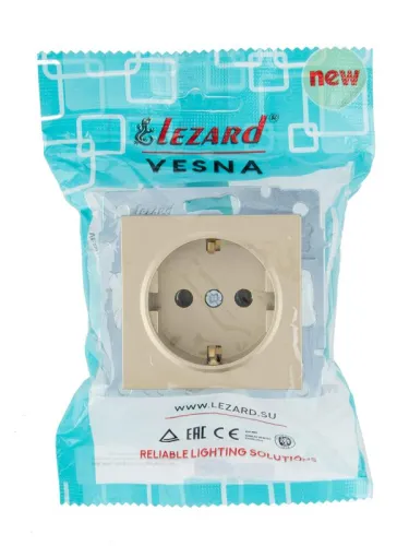 Розетка VESNA с заземл. ПБТ зол. LEZARD 742-3688-122B фото 2