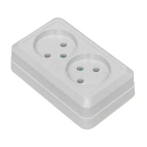 Розетка 2-м ОП Рим 10А IP20 без заземл. бел. EKF ENR10-102-10 фото 5