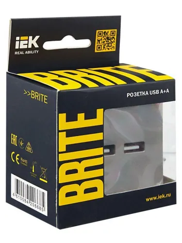 Розетка BRITE USB A+A 3.1А РЮ10-1-БрС механизм сталь IEK BR-U21-D31-K46 фото 7