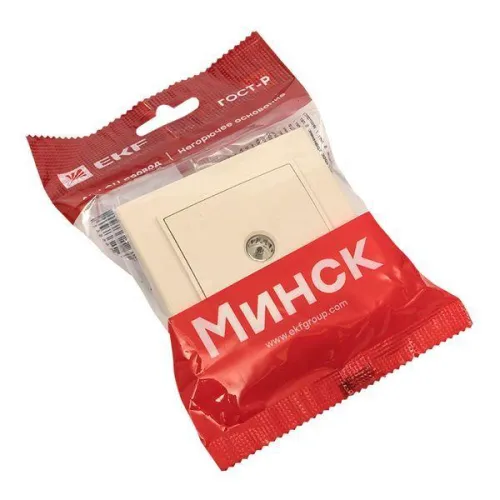 Розетка телевизионная TV 1-м СП Минск 5-862МГц 75Ом беж. EKF ERA00-027-20 фото 3