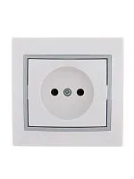Розетка 1-м СП Mira 16А IP20 без заземл. с сер. вставкой керамика бел. LEZARD 701-0215-121
