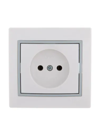 Розетка 1-м СП Mira 16А IP20 без заземл. с сер. вставкой керамика бел. LEZARD 701-0215-121