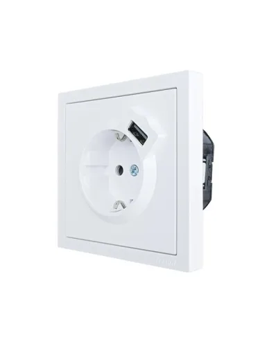 Розетка 1-мест. с/з+USB разъем ZIMA IP20 бел. LEZARD 704-0288-181 фото 3