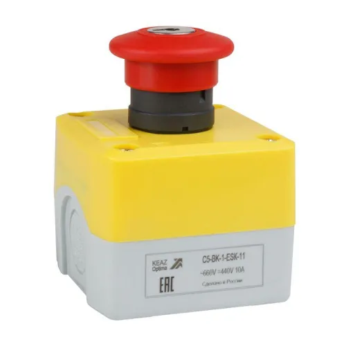Пост кнопочный OptiSignal D22 C5-BK-1-ESK-11 1НО+1НЗ авар. стоп. с ключом XALK188E КЭАЗ 338524