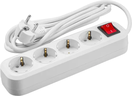 Удлинитель 4х2м с заземл. 16А IP20 90 808 OPE-S-04-200-ESC-3x1 с кнопкой бел. ОНЛАЙТ 90808