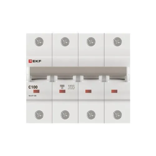 Выключатель автоматический модульный 4п C 100А 15кА ВА 47-125 PROxima EKF mcb47125-4-100C фото 4