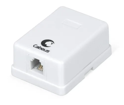 Розетка телефонная 1-м ОП WS-6P4C-TEL-1 RJ12 (6P4C) бел. Cabeus 7483c