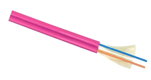 Кабель волоконно-оптический 50/125 (OM4) многомод. 2 волокна плотное буферное покрытие (tight buffer) zip cord для внутр. прокладки -25-+50град.C LSZH маджента RAL 4010 Cabeus 9223c