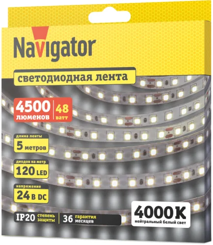 Лента светодиодная 95 301 NLS-2835W120-9.6-IP20-24V (уп.5м) Navigator 95301 фото 2