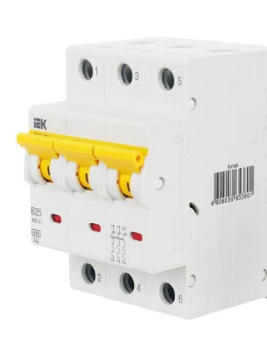 Выключатель автоматический модульный 3п B 25А 6кА ВА47-60M KARAT IEK MVA31-3-025-B фото 4