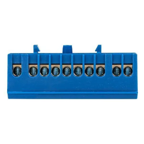 Шина нулевая N 6х9 10 отверстий синий изолированный корпус на DIN-рейку латунь PROxima EKF sn0-63-10-ib фото 8