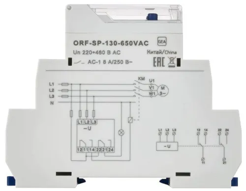 Реле фаз ORF-SP 3ф. 2 конт. 130-650В AC ONI ORF-SP-130-650VAC фото 7