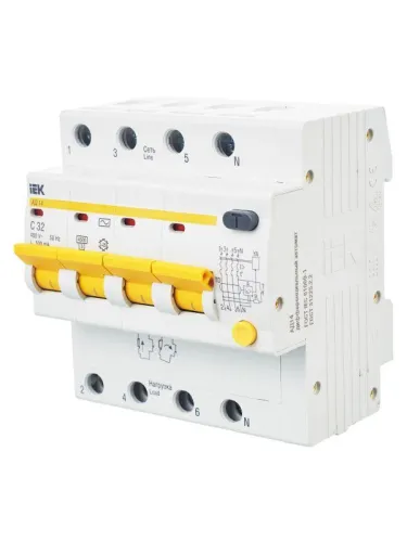 Выключатель автоматический дифференциального тока 4п C 32А 100мА тип AC 4.5кА АД-14 KARAT IEK MAD10-4-032-C-100 фото 9