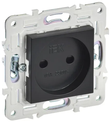 Розетка SKANDY 10А без заземл. защ. шторки SK-R01Bl черн. IEK SK-R13-10-K02