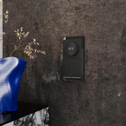 Терморегулятор электронный S70 с индикацией и датчиком для теплого пола механизм черн. матов. Voltum VLS070108 фото 6