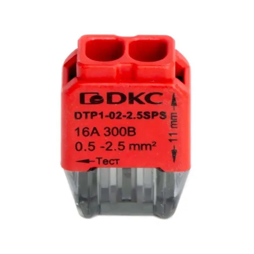 Клеммная колодка на 2 проводника до 2 5кв.мм. на токи до 16А DKC DTP1-02-2.5SPS фото 3