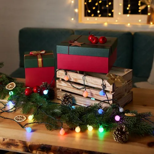 Гирлянда светодиодная "Шарики" 5м d18мм 30LED RGB 3.6Вт 220-240В IP20 провод ПВХ темн. зел. Neon-Night 303-549 фото 4