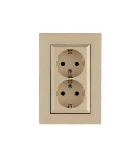 Розетка 2-я Karea RIZZ с заземл. крем Makel 88010082