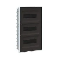 Щиток 36 мод встраиваемый для полых стен FRAME с тонированной дверцей с 4 шинами PEN (2шт на 8 отв. и 2шт на 10 отв.) бел. DKC F36B3WD