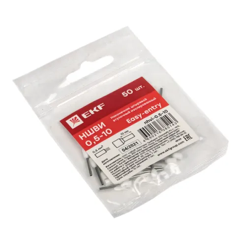 Наконечник штыревой втулочный НШвИ 0.5-10 (уп.50шт) PROxima EKF nhvi-0.5-10 фото 2