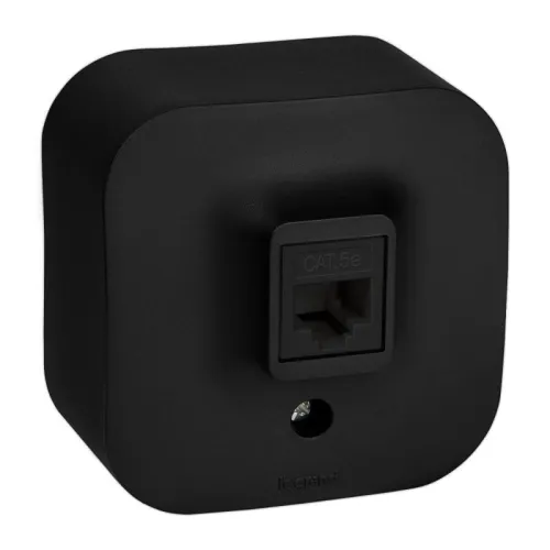 Розетка компьютерная 1-м ОП Quteo RJ45 кат.5E UTP черн. матов. Leg 782480 фото 6