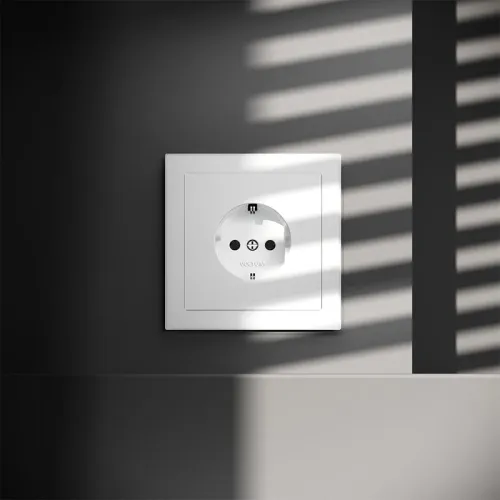 Розетка 1-м СП S70 16А с заземл. защ. шторки механизм бел. матов. Voltum VLS040202 фото 3