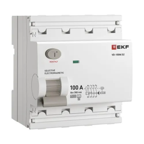 Выключатель дифференциального тока 4п 100А 300мА тип AC 6кА ВД-100N (S) электромех. PROxima EKF E1046MS100300
