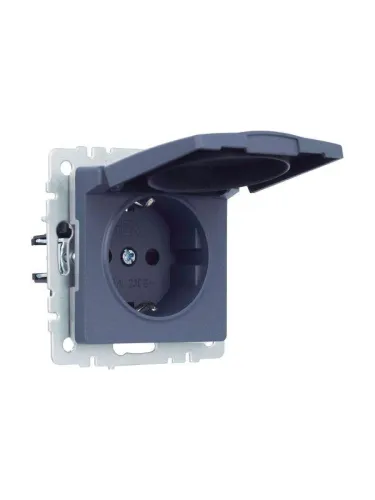 Розетка BRITE РСбш10-3-44-БрМ 16А IP44 с заземл. защ. шторки с крышкой механизм маренго IEK BR-R16-16-44-K35 фото 3