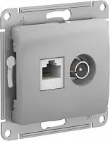 Розетка компьютерная + телевизионная 2-м Glossa RJ45 кат.5E + TV механизм алюм. SE GSL000389