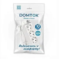 Удлинитель 3х10м с заземл. 16А IP20 3.5кВт ПВС 3х1 бел. DOMTOK 2390