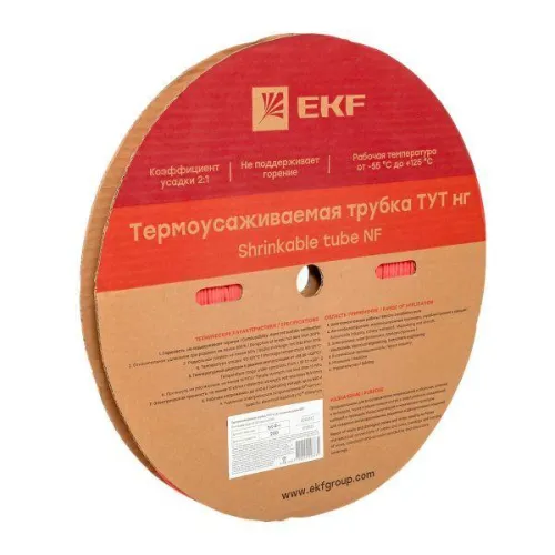 Трубка термоусадочная ТУТ нг 2/1 красн. (уп.200м) EKF tut-2-r фото 3
