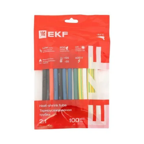 Набор трубок термоусадочных ТУТ нг тонкостен. 6/3 (7 цветов по 3шт 100мм) EKF tut-n-6 фото 4