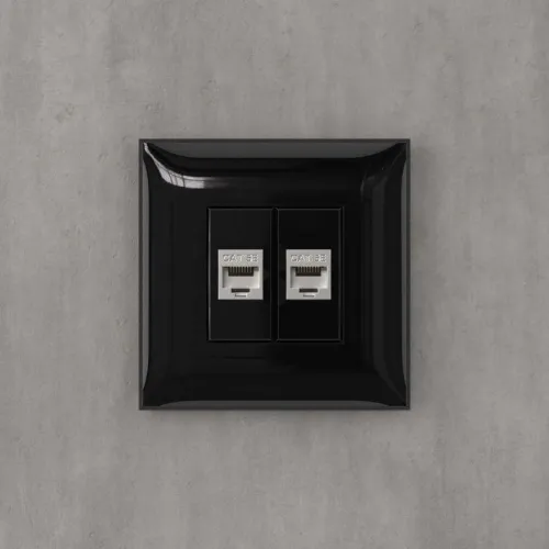 Розетка компьютерная 2-м СП Avanti "Черный квадрат" RJ45 кат.5E без шторок экранир. механизм DKC 4402764 фото 3