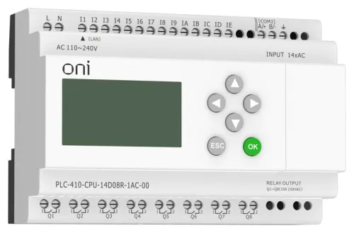 Модуль ЦПУ ПЛК 410 14 DI 8 RO 220В AC с Ethernet портом с экраном ONI PLC-410-CPU-14D08R-1AC-00 фото 4