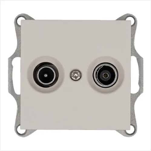 Розетка телевизионная оконечная TV + FM 2-м Ф9.5мм механизм тауп Jasmart G6204T