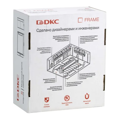 Щиток настенный Фрейм (FRAME) 8 мод. с тонированной дверцей с 2 шинами PEN на 6 и 8 отверст. бел. DKC F08W1WD фото 3