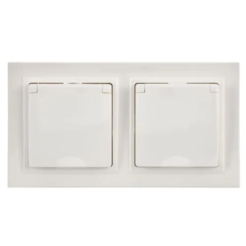 Розетка с крышкой Brite 16А IP44 РСбш10-3-44-БрБ механизм бел. в сб 2шт IEK BR-R16-16-44-2-K01-F-PRO фото 2