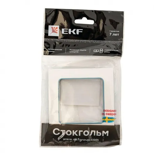 Рамка 1-м Стокгольм бел. с линией цвета син. PROxima EKF EXM-G-304-30 фото 6