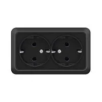 Розетка 2-м ОП Олимп 16А IP20 с заземл. черн. Universal 2216